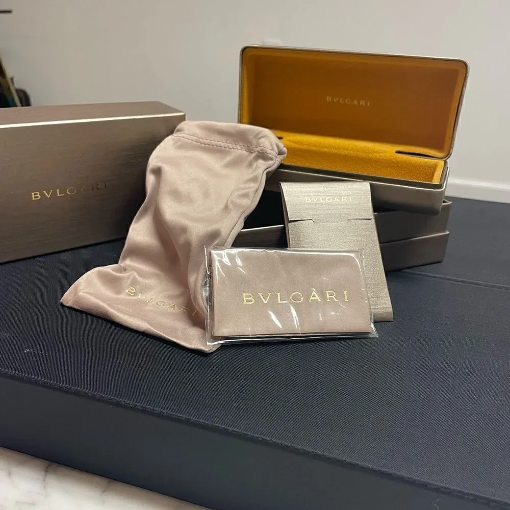 NIB Rose Gold & Black Aviator Bvlgari Sunglasses